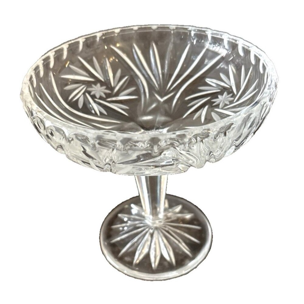 Vintage Ornate Cut Crystal Candy/compote Bowl Dish 7”h x  6” Diameter